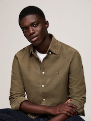 Tommy Hilfiger Green Regular Fit Solid Corduroy 100% Cotton Shirt - Image 3 of 4