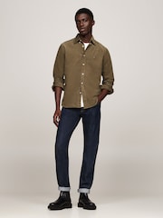 Tommy Hilfiger Green Regular Fit Solid Corduroy 100% Cotton Shirt - Image 4 of 4