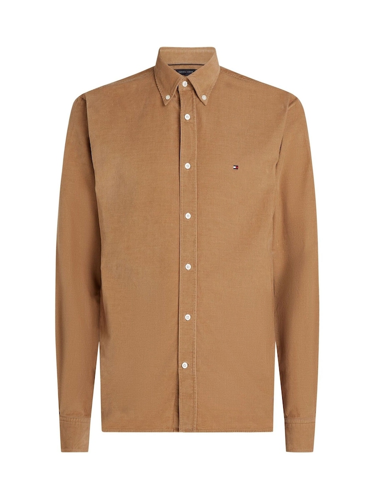 Tommy Hilfiger Natural Regular Fit Solid Corduroy 100% Cotton Shirt - Image 1 of 3