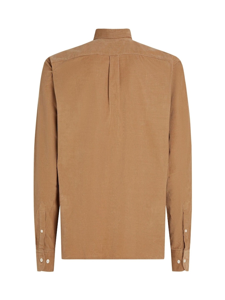 Tommy Hilfiger Natural Regular Fit Solid Corduroy 100% Cotton Shirt - Image 2 of 3