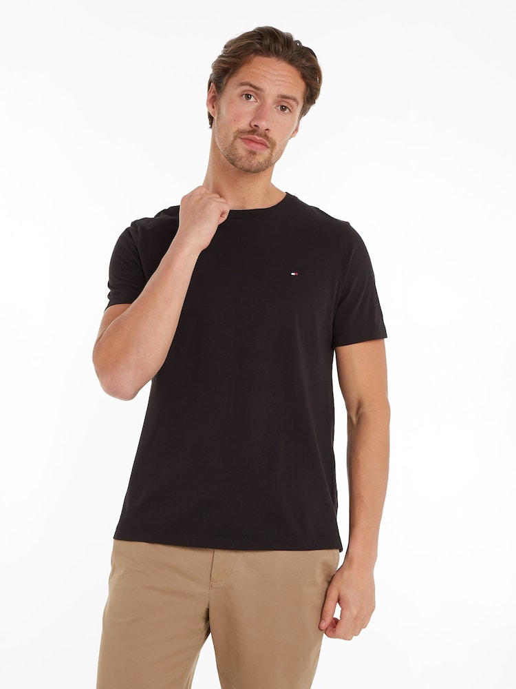 Tommy Hilfiger Black Regular Fit Essential Solid 100% Cotton T-Shirt - Image 1 of 6