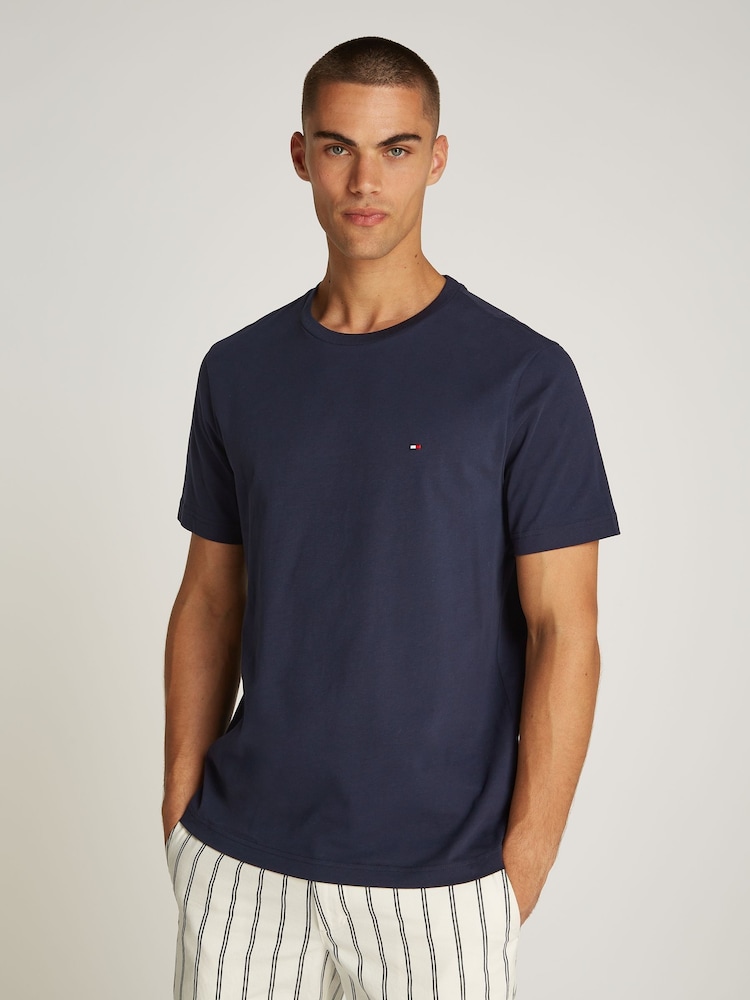 Синий - Футболка Tommy Hilfiger Regular Fit Essential Solid 100% хлопка - Image 1 of 6