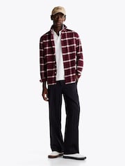 Tommy Hilfiger Red 100% Cotton Brushed Shadow Check Shirt - Image 4 of 7