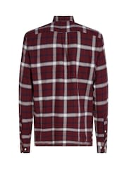 Tommy Hilfiger Red 100% Cotton Brushed Shadow Check Shirt - Image 6 of 7