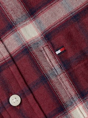 Tommy Hilfiger Red 100% Cotton Brushed Shadow Check Shirt - Image 7 of 7