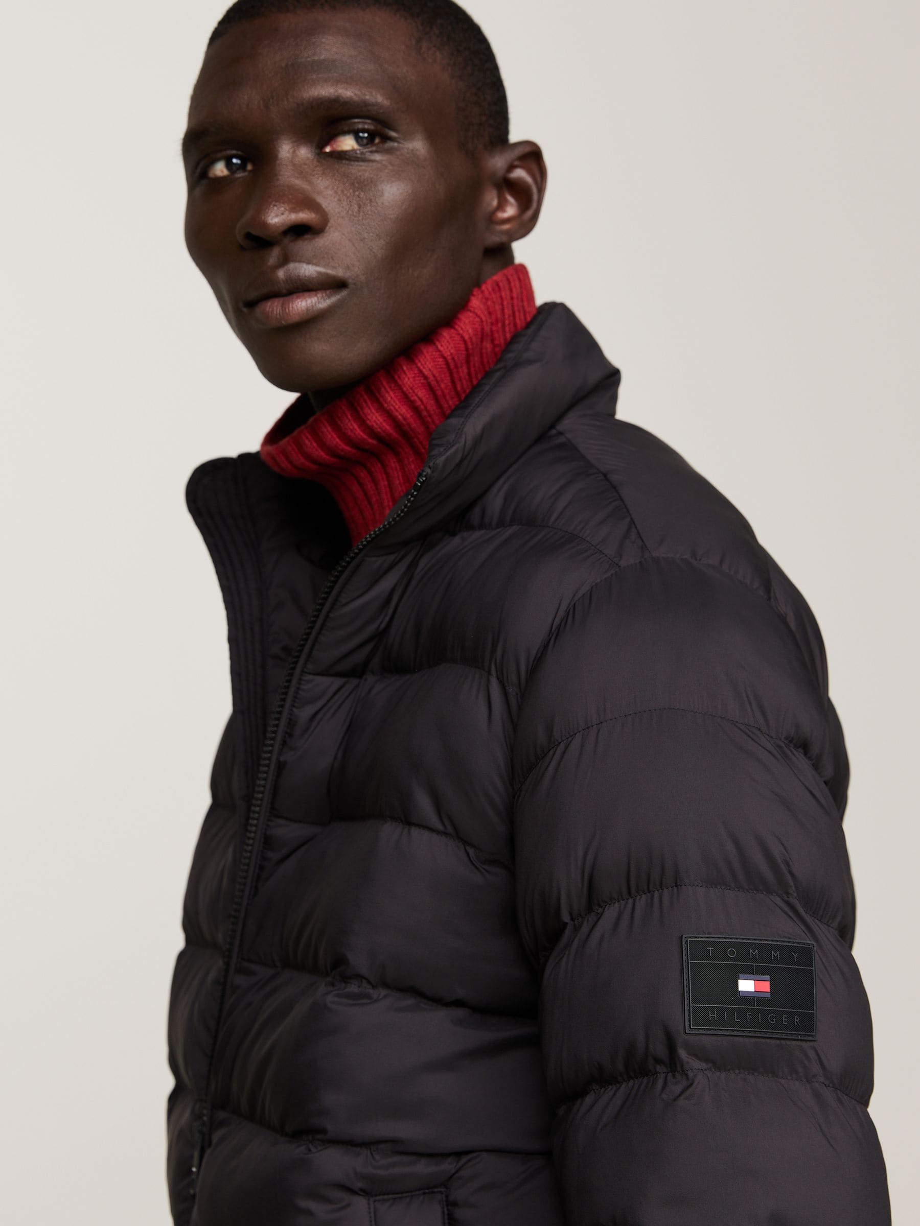 Buy Tommy Hilfiger Mid Weight Stand Collar Black Jacket from Next USA