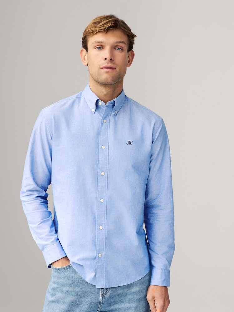 Light Blue Regular Fit Long Sleeve Oxford Shirt - Image 1 of 7