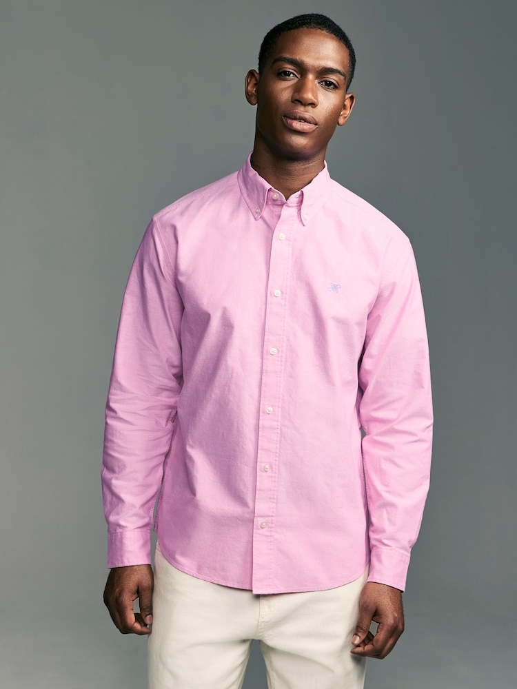 Pink Regular Fit Long Sleeve Oxford Shirt - Image 1 of 8