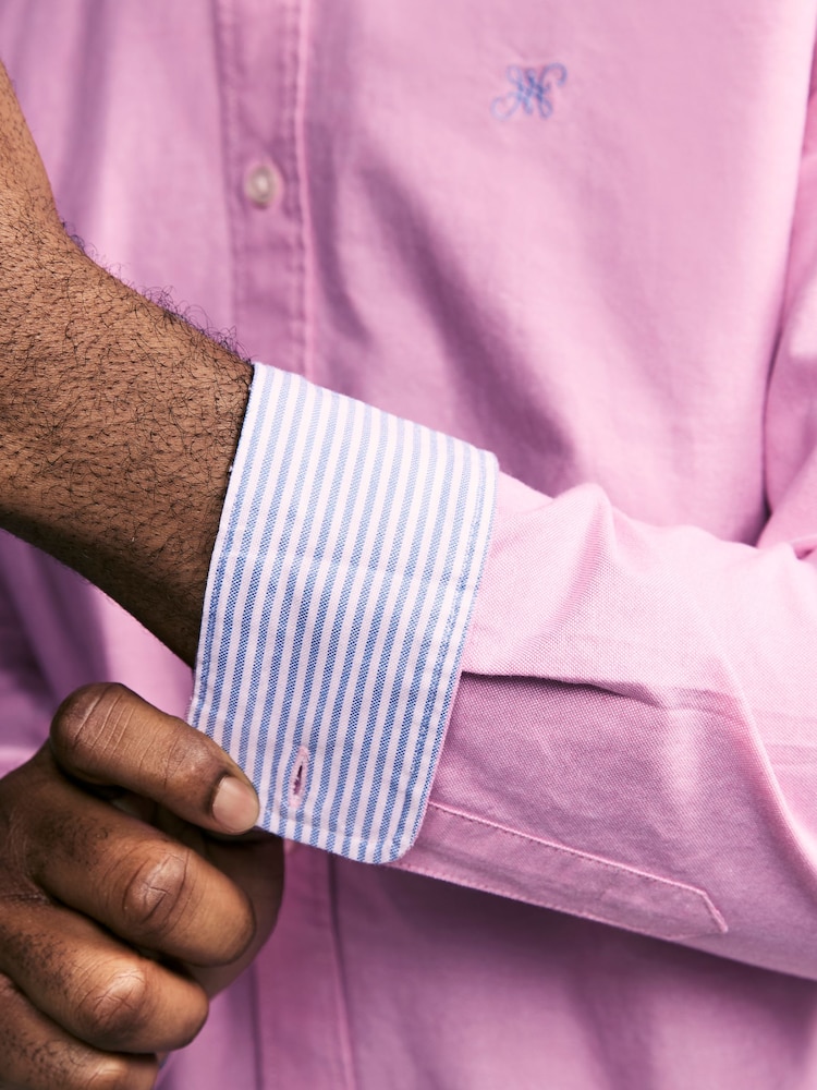 Pink Regular Fit Long Sleeve Oxford Shirt - Image 5 of 8