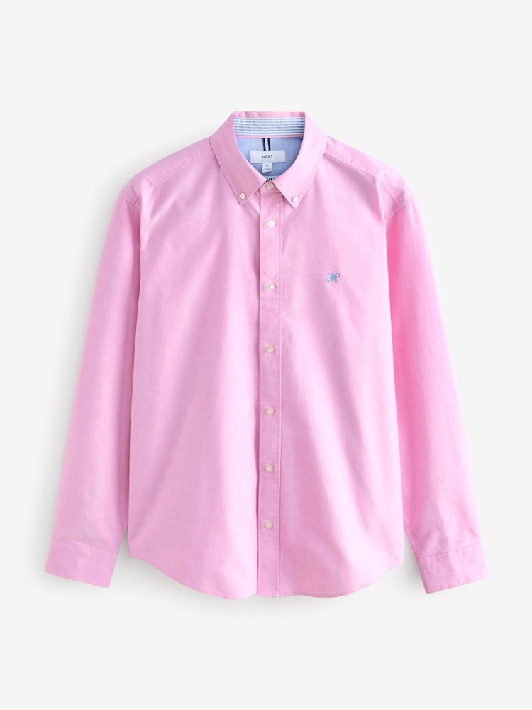 Pink Regular Fit Long Sleeve Oxford Shirt - Image 6 of 8