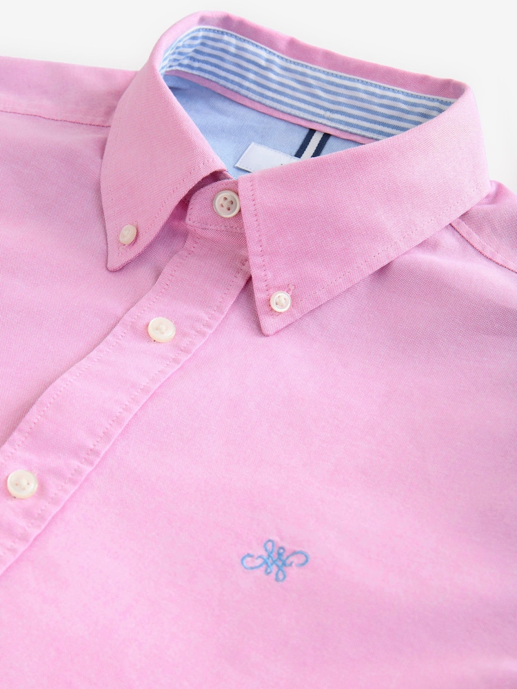 Pink Regular Fit Long Sleeve Oxford Shirt - Image 7 of 8