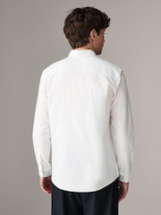 White Slim Fit Long Sleeve Oxford Shirt - Image 3 of 8