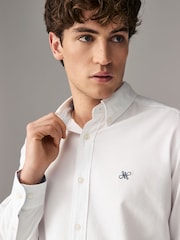White Slim Fit Long Sleeve Oxford Shirt - Image 4 of 8