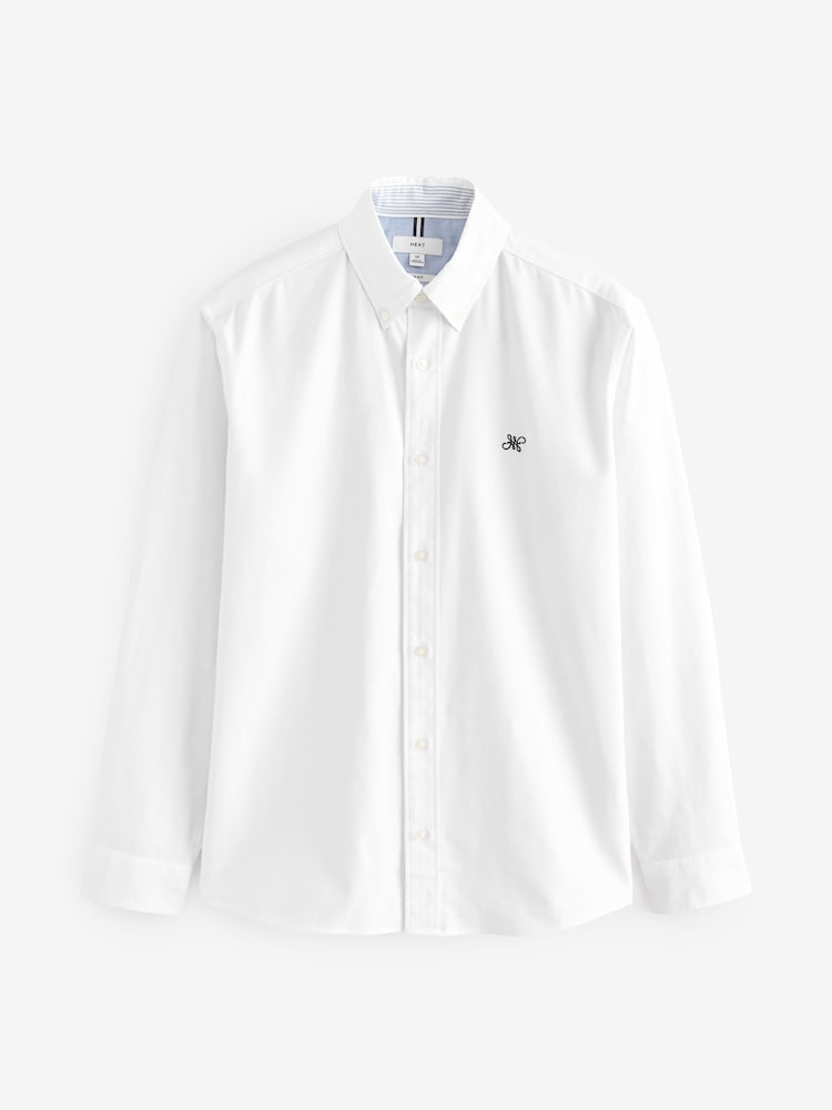 Wit - Slim Fit - Oxford-hemd met lange mouwen - Image 6 of 8