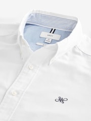 White Slim Fit Long Sleeve Oxford Shirt - Image 7 of 8