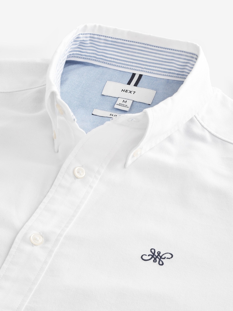 Wit - Slim Fit - Oxford-hemd met lange mouwen - Image 7 of 8