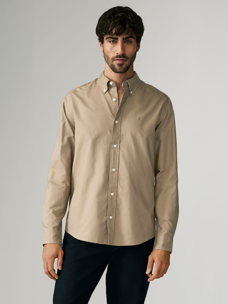 Stone Natural Regular Fit Long Sleeve Oxford Shirt - Image 1 of 9