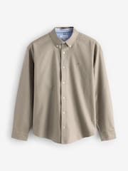Stone Natural Regular Fit Long Sleeve Oxford Shirt - Image 7 of 9