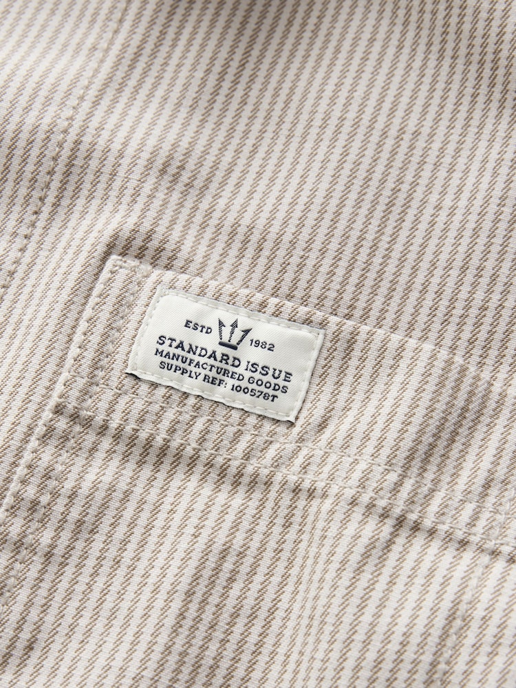 Neutral Stripe Corduroy Collar 100% Cotton Shacket - Image 8 of 11