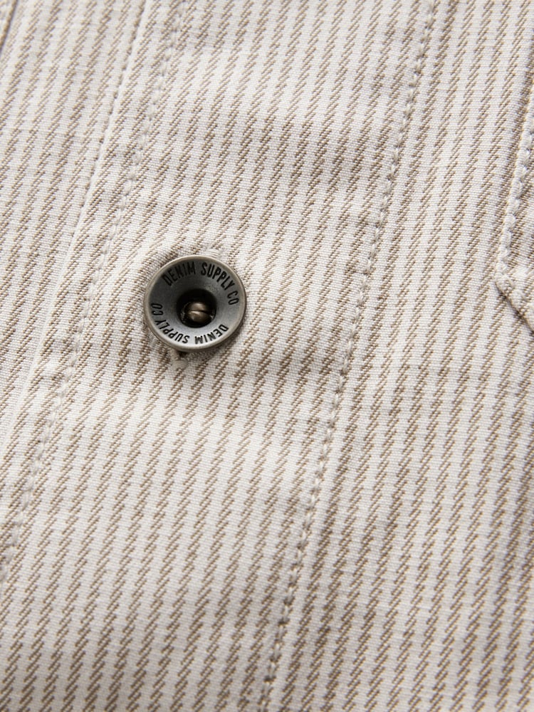 Neutral Stripe Corduroy Collar 100% Cotton Shacket - Image 9 of 11