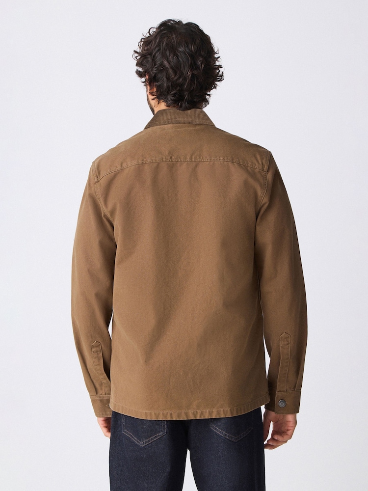 Stone Canvas Chore 100% Cotton Jacket With Corduroy Collar - Image 4 of 9