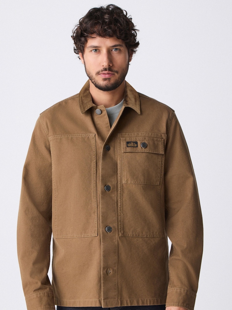 Stone Canvas Chore 100% Cotton Jacket With Corduroy Collar - Image 5 of 9