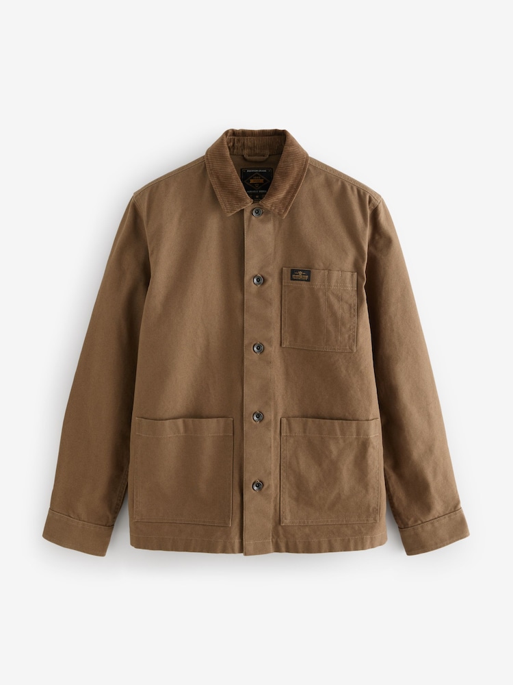 Stone Canvas Chore 100% Cotton Jacket With Corduroy Collar - Image 6 of 9