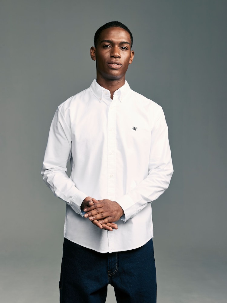 White Regular Fit Long Sleeve Oxford Shirt - Image 1 of 8