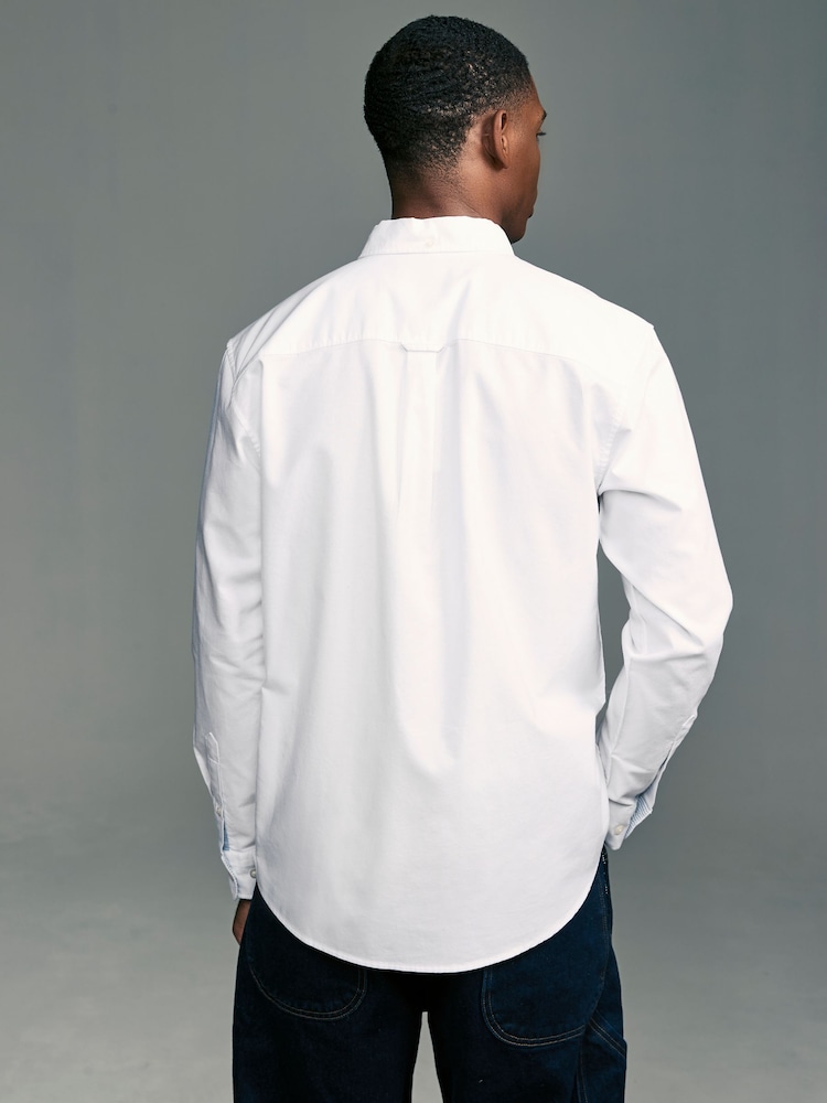 White Regular Fit Long Sleeve Oxford Shirt - Image 2 of 8