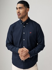 Navy Blue Regular Fit Long Sleeve Oxford Shirt - Image 1 of 8