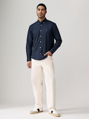 Navy Blue Regular Fit Long Sleeve Oxford Shirt - Image 3 of 8