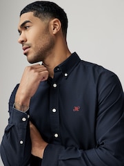 Navy Blue Regular Fit Long Sleeve Oxford Shirt - Image 4 of 8