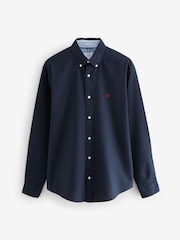 Navy Blue Regular Fit Long Sleeve Oxford Shirt - Image 6 of 8