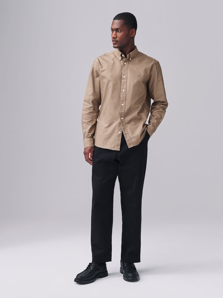 Stone Natural Slim Fit Long Sleeve Oxford Shirt - Image 2 of 8