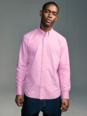 Pink Slim Fit Long Sleeve Oxford Shirt - Image 1 of 9