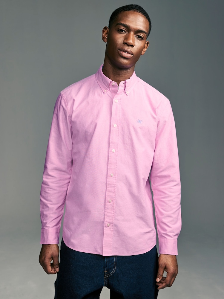 Pink Slim Fit Long Sleeve Oxford Shirt - Image 1 of 9