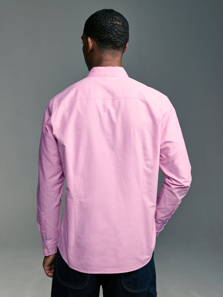Pink Slim Fit Long Sleeve Oxford Shirt - Image 2 of 9