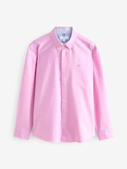 Pink Slim Fit Long Sleeve Oxford Shirt - Image 7 of 9