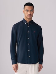 Navy Blue Slim Fit Long Sleeve Oxford Shirt - Image 1 of 10