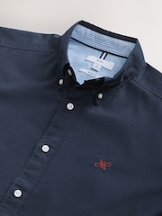Navy Blue Slim Fit Long Sleeve Oxford Shirt - Image 10 of 10