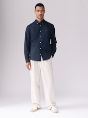 Navy Blue Slim Fit Long Sleeve Oxford Shirt - Image 2 of 10