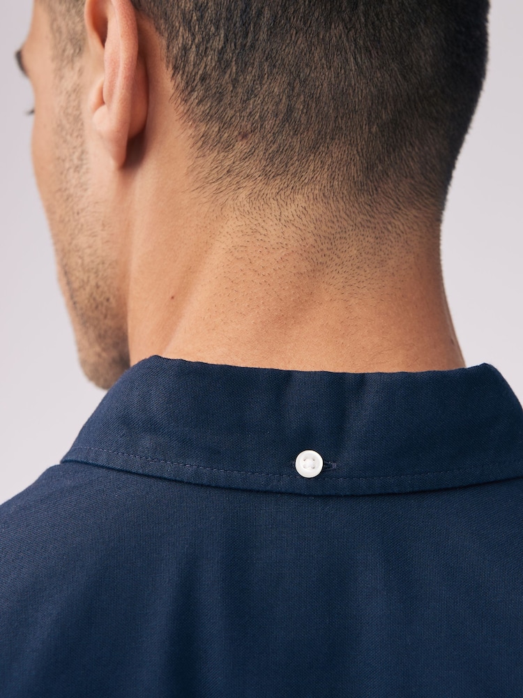 Donkerblauw - Slim Fit - Oxford-hemd met lange mouwen - Image 4 of 10