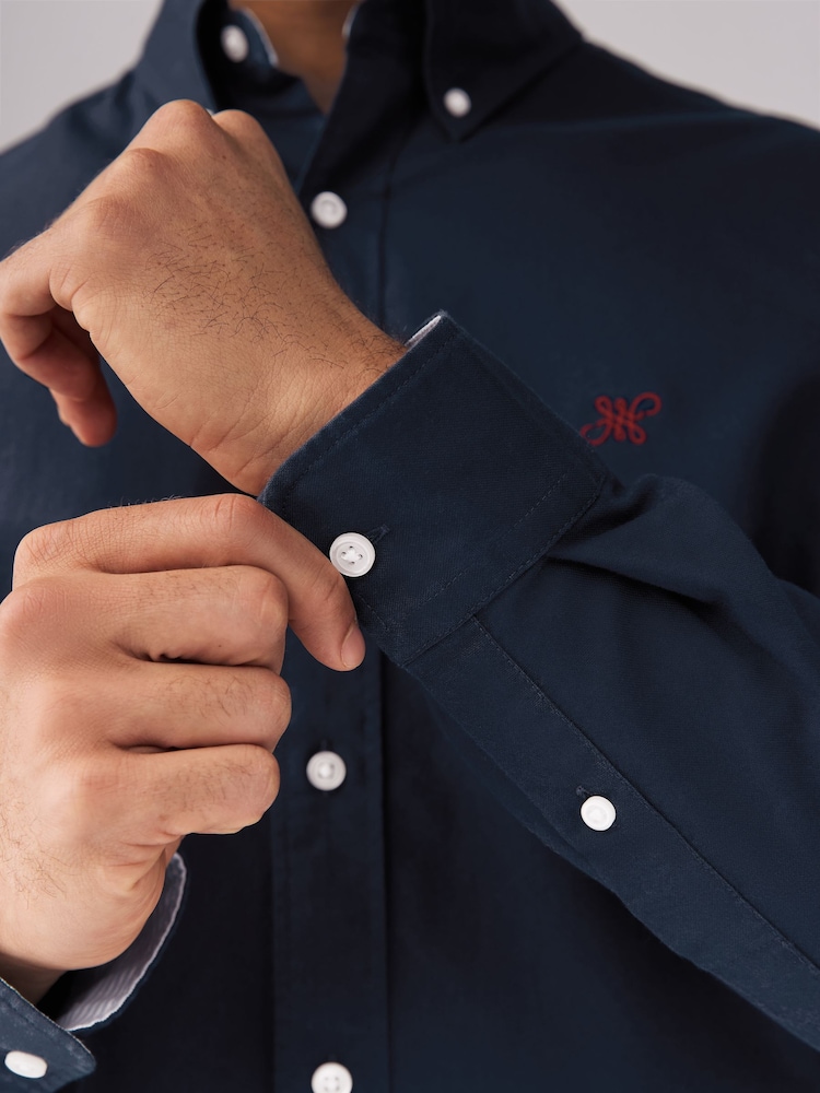 Donkerblauw - Slim Fit - Oxford-hemd met lange mouwen - Image 6 of 10