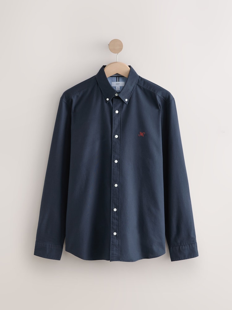 Donkerblauw - Slim Fit - Oxford-hemd met lange mouwen - Image 8 of 10