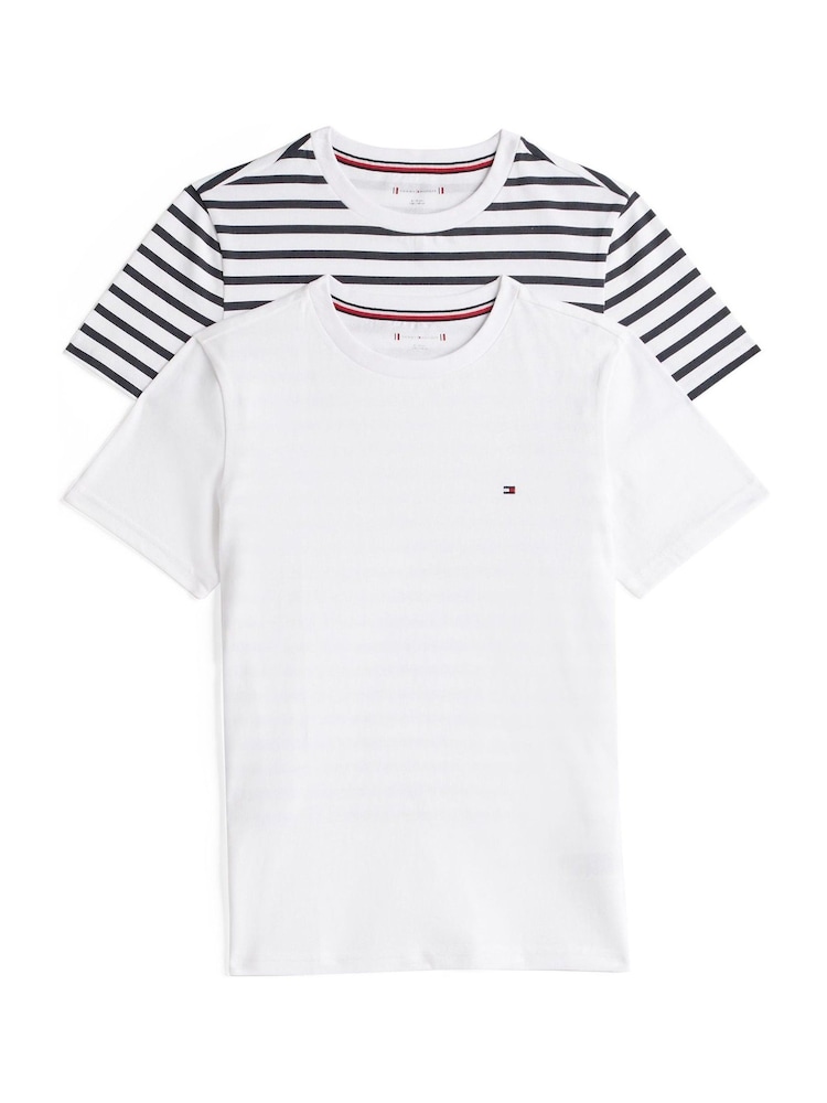 Tommy Hilfiger White Original Long Sleeve 100% Cotton T-Shirts 2 Pack - Image 1 of 6