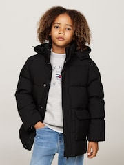 Tommy Hilfiger Black Monotype Ribstop Puffer Jacket - Image 1 of 5