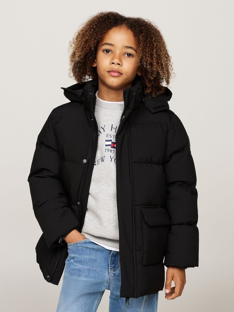 Tommy Hilfiger Black Monotype Ribstop Puffer Jacket - Image 1 of 5