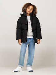Tommy Hilfiger Black Monotype Ribstop Puffer Jacket - Image 4 of 5
