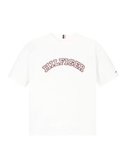 Tommy Hilfiger White Regular Fit Monotype Embroidered Short Sleeved 100% Cotton T-Shirt - Image 5 of 5