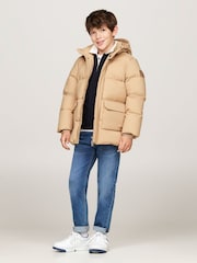 Tommy Hilfiger Brown Monotype Ribstop Puffer Jacket - Image 2 of 5